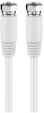 Goobay 50738 Cavetto F per Antenna Satellitare SAT (80 dB), Schermatura Doppia, Bianco, 2.5 m Lunghezza del Cavo