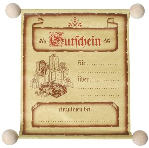 Gutscheinrolle - edel aus Papier, Holzrolle + Satinband
