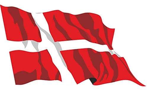INDIGOS UG Auto Aufkleber Dänemark 15 cm - wehend - LS45 - Autoaufkleber Fahne - Sticker Flagge - Heckscheibe, Spoiler, Tuning - UV-beständig und selbstklebend