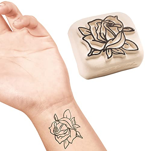 LaDot Tattoo für Kinder und Erwachsene, temporäre hautfreundliche fake Tattoos, Tattoo-Stempel ohne Nadeln für Körper und Arm, wasserfest, Keramikstempel Lady Rose