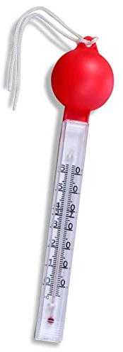Stabthermometer mit roter Kugel - Aufrecht schwimmendes Pool Thermometer - Große Skala & klare Ablesung - 29 cm Länge mit Kordel - Temperaturbereich -5°C bis 65°C