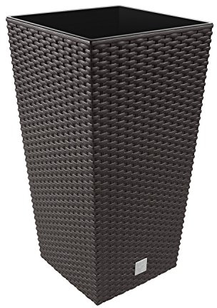 Carre Rato Square pot de fleur 49 L en plastique, rotin osier style, en umbra