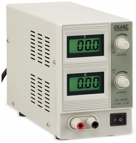 QUATPOWER Regelbares Labornetzgerät LN-1803C | Einstellbare Spannung (0...18 V) und Strom (0...3 A) | Perfekt für Werkstatt, Schule, Labor und Hobby | RiSU-konform mit eingebautem
