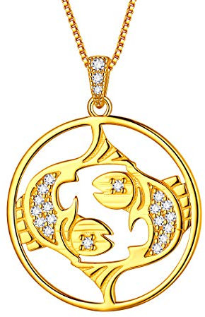 Aurora Tears Collier en argent sterling 925 plaqué or avec pendentif en forme de constellation du zodiaque - Pour femmes et filles, Cristal