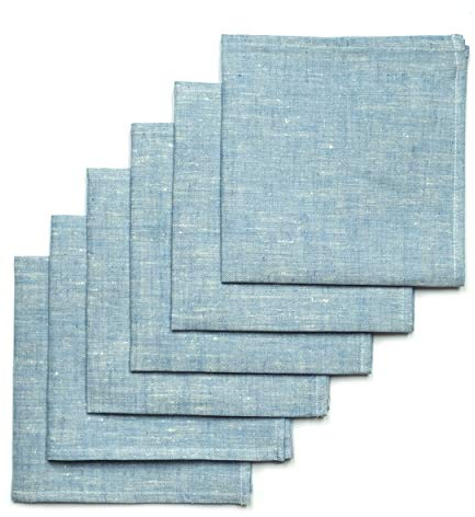 Varvara Home Leinenservietten | 6-er Pack Leinen Stoffservietten Servietten | Strapazierfähig, Praktisch, Reinleinen, 45x45 cm, Blau