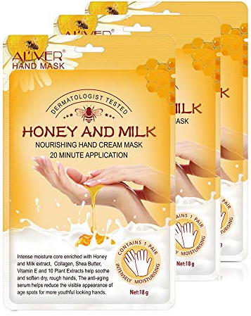 Handmaske Feuchtigkeitshandschuhe 3er-Pack, Handmaske Spa-Handschuhe Feuchtigkeitsverbessernde Handschuhe für trockene Hände, Reparatur rauer Hautschäden für Frauen und Männer…
