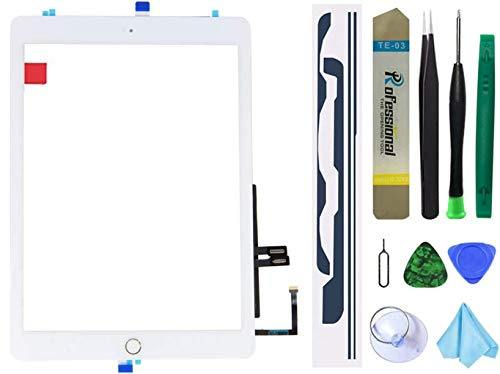 Sostituzione touch screen per iPad 6 9,7 2018, sostituzione digitalizzatore per iPad 6 th Gen A1954 A1893 con tasto Home + adesivo preinstallato + kit di strumenti professionali (bianco)