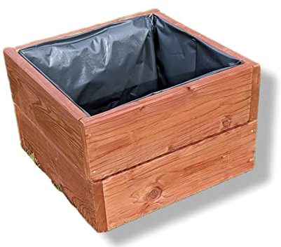 Jardinera de madera para jardín o terraza D26 (nogal, 40 x 40 x 28 cm)