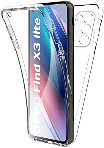 AURSTORE Coque pour Oppo Find X3 Lite,Protection intégrale Avant + Arrière en Rigide, Housse Etui Pochette Tactile Protection 360 degré - Antichoc (Transparent)
