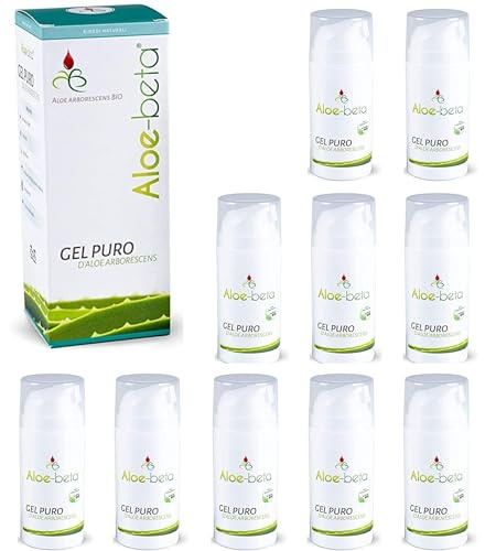 ALOEBETA Gel Aloe Arborescens Bio Puro 100% - Gel Lenitivo Pelle Sensibile, Doposole, contro Irritazioni, Scottature, Punture di Insetto, Acne e Macchie della Pelle, Azione Idratante, Senza Parabeni