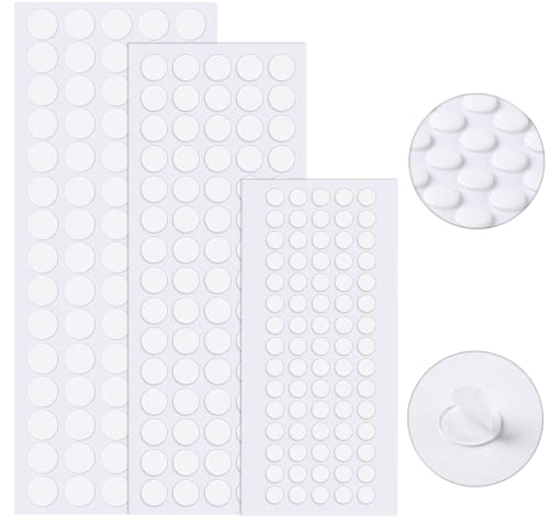 JANYUN Doppelseitige Klebepunkte, 225 Stück Kleine Klebepunkte Transparente Klebepads 6mm 10mm 20mm Runde Aufkleber Wasserfest Klebepunkte für Wand Holz Kunststoff Weihnachtszubehör