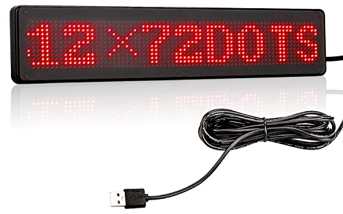 Leadleds Enseigne de voiture LED Bluetooth programmable avec un smartphone - Message pour vitres de voiture, taxi, devanture de magasin (rouge)