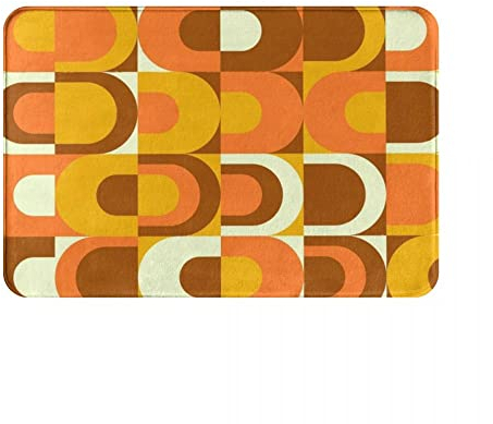 Lingquare Flanell 70er Retro Industrie Polyester Fußmatte Teppich Teppich Matte Fußpolster Anti-Rutsch Waschbar Eingang Küche Schlafzimmer Balkon WC 50x80cm