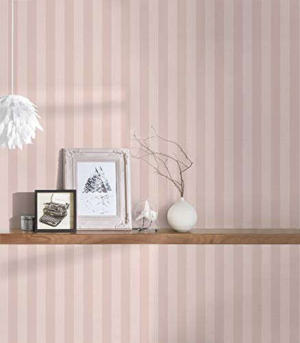 Papier peint rayures vieux rose métallique Tapisserie salon rose à rayures Papier peint rayé intissé vinyle chambre adulte