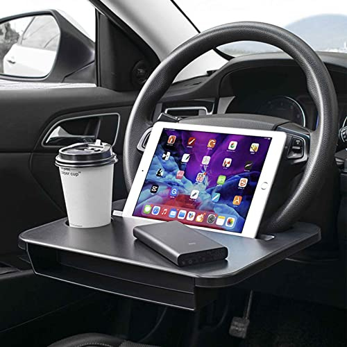 Doppelnutzbare Lenkradablage (36,8 x 27,9 cm), Auto-Lebensmittelschalen zum Essen mit Getränkehalter, Auto-Tabletts zum Essen für Pad-Laptop, Mehrzweck-Reise-Autozubehör, passend für die meisten