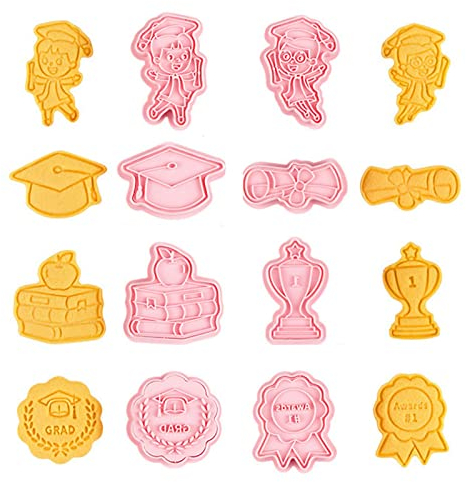Tagliabiscotti di Laurea 2022 - Pacchetto di varietà di formine per Biscotti Estivi | 8 Pezzi Diploma, Trofeo, Medaglione, Libri, Laurea, Cappello di Laurea Stampo per Biscotti per Decorazioni