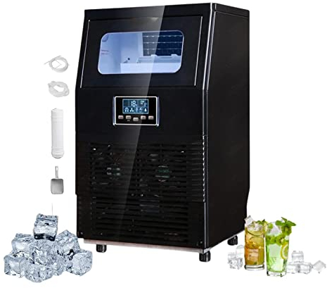 Máquina para Hacer Hielo Comercial Maquina de Hielo Profesional 40KG en 24 H Maquina Hielo Profesional 2 Tamaños de Cubitos Maquina para Hacer Hielo Industrial