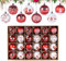 24pcs Weihnachtskugeln Kunststoff Set Rot Weiß,6cm Klassische Christbaumkugeln mit Anhänger und Schlüsselband Christbaumschmuck,Weihnachtsbaum Bälle Hängende Kugel für Weihnachten Hochzeitsfest
