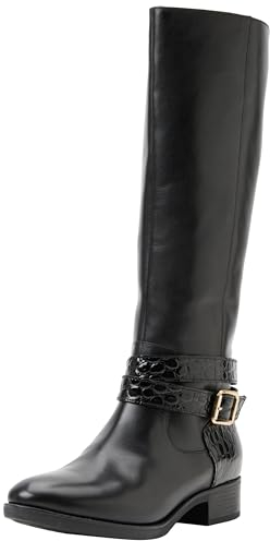 Geox D Felicity, Stivali Alti al Ginocchio Donna, Nero, 38 EU