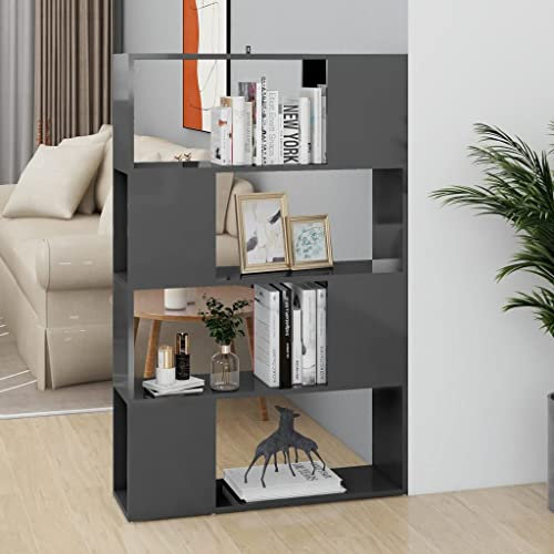 homiuse BüCherregal Hochglanz-Grau Holzregal 80x24x124,5 cm WüRfelregal BüCherregal Wand Raumteiler Regal Lagerregal Regal Holz Schwerlastregal Steckregal Einfach Zu Montieren
