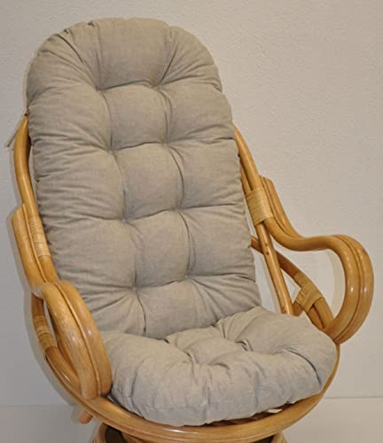 Rattani Polster für Schaukelstuhl, Ersatzpolster Schaukelstuhl/Drehsessel L 135 cm, Colore Grigio tenue (Soft grau)