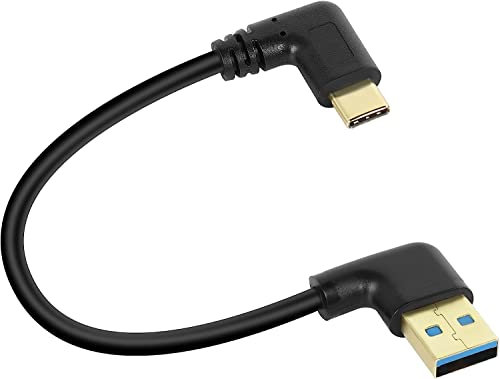 GELRHONR Câble USB de type C à angle droit et gauche court plaqué or, câble USB a vers USB C à charge rapide de 90 degrés 18w (Left-0.25M)