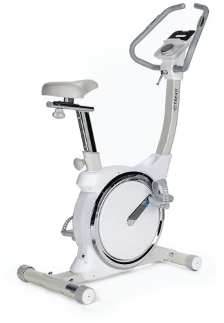 TREXO Hex Stationärer Heimtrainer mit Funktionscomputer und elektromagnetischem Widerstandssystem im Bereich 1-16 Schwungrad 3 kg Weiß EB300