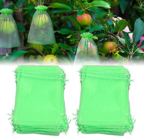 100 Bolsas de Protección de Frutas para árboles Frutales, Bolsas de Red de Protección de Frutas para árboles Frutales con Cordón, Bolsas de Red de Frutas Reutilizables para Frutas (7 * 9cm)