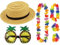 labreeze Sombrero de paja para adultos, 4 piezas, diseño hawaiano, para verano, playa, fiesta, disfraz