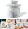 KITERI Butter Keeper Crock Ceramic Butter Crock French Butter Dish with Lid Marble Butter Storage Butter Dish Holder Butter Keeper with Water Line for Fresh Spreadable Butter