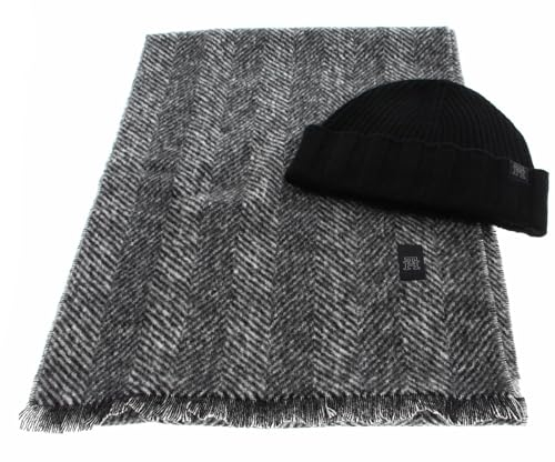 TOMMY HILFIGER Gifting Cashmere Scarf and Beanie Giftpack Herringbone/Charcoal Gray