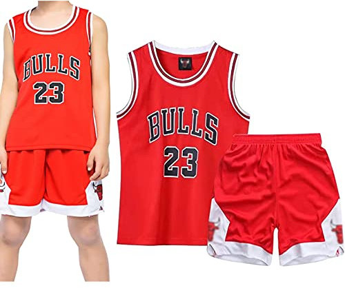 Qkydky Kinder Basketball Trikot Set - Atmungsaktiv, Leicht & Langlebig - Perfekt für Training & Spiele - Verschiedene Größen & Farben - Ideal für Jungen & Mädchen(Rot,S,für 3-4 Jahr)