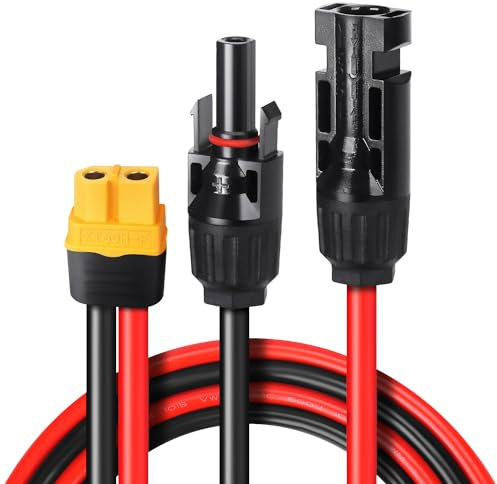 GENORTH Solarladekabel Solarkabel 3M,Solarstecker auf XT60 Stecker Solarpanel Adapter 4mm²/12AWG Kompatibel mit EF DELTA 2 und River Pro MAX Powerstation 757 Powerhouse Solar Generator