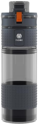 Filsoit Straw Filter Water Bottle Outdoor Water Bottle with Filter Water Purifier and Water Filtration Bottle Emergency Hiking Travel Camping and Backpacking 17oz Grey