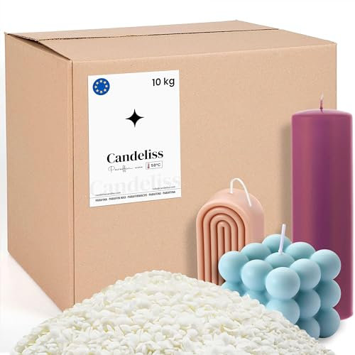 CANDELISS Cera de Parafina para Velas 10kg. Cera de parafina sin olor para hacer velas caseras Parafina inodora para velas blancas aromaticas o de color Paraffin wax candle making (10kg)