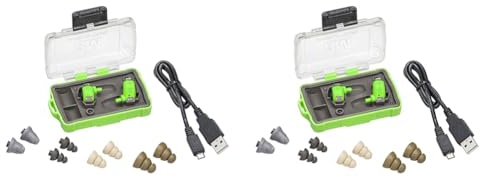 3M Peltor Elektronischer Ohrstöpsel EEP-100 EU, Aktiver und Pegelabhängiger In-Ear Gehörschutz, 16 Stunden Betriebsdauer mit Ladecase, SNR-32, Grün (Packung mit 2)