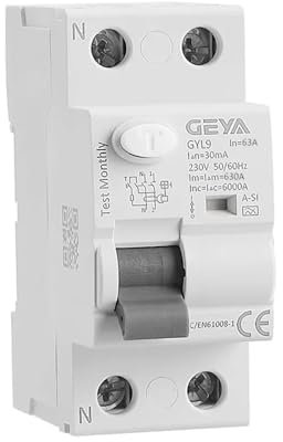 GEYA Interruttore Magnetotermico Super Immunizzato RCD RCCB ELCB A-SI Tipo Super Immunizzato (2P 63A 30mA)