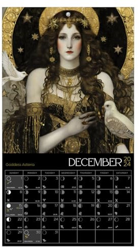 Mondkalender 2024, Mondphase der Göttin Mondphase, hängende Astrologie Dekoration, Dunkle Göttin Kalender 2024, Phasenkalender, sicher und dekorativ für Eiterräume