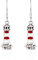 NKlaus Paar 25x8mm Ohrhänger Leuchtturm Rot Weiß 925 Silber Durchzieher Motiv Ohrringe 15775