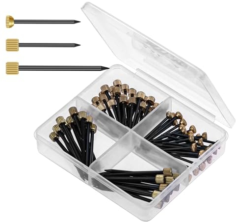 90 Stück Bildernägel Stahlnägel Für Bilder Messing Kopfstifte, Gips Aufhänger Nägel Bild Rahmen Nägel Stahlnägel mit Kunststoff Aufbewahrungsbox Bildernägel für Wandmontage Messing Bild Kleiderbügel