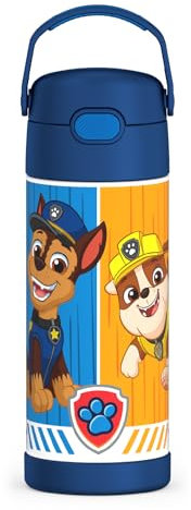 Thermos 410ml Edelstahl FUNtainer Flasche mit Strohhalm, Paw Patrol, 12 Stunden kalt, Double Wall