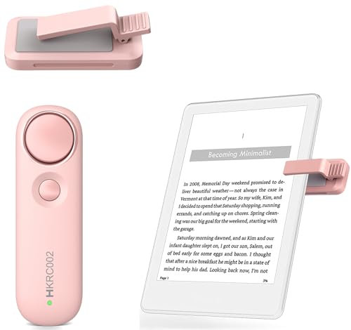 Hogance RF Fernbedienung zum Seitenwenden zum Lesen auf Kindle, eBook-Seitenumsetzer eReader-Zubehör für Kindle Paperwhite, Oasis, iPhone, iPad, Android Tablets, Zubehör für den Kindles, Rosa