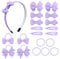 Bekecidi 20-Piece Bow Hair Accessories Set - Hairpins, Hair Clips, Rubber Bands, Headbands for Girls & Kids (Purple)