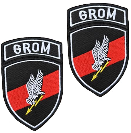 2 Stück Polen Grom Flagge Patch Abnehmbare Aufnäher mit Stickereiverschluss Taktisch Militär Patch Applikation für Rucksäcke Kleidung Taschen Weste Jacke