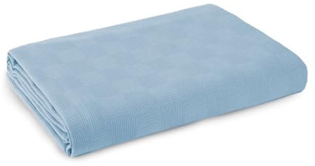 Copriletto leggero Happy in Piquet di Puro cotone, Tinta unita, Ideale per primavera e estate, Copri letto Pratico confortevole e traspirante Matrimoniale 260x260 cm CELESTE