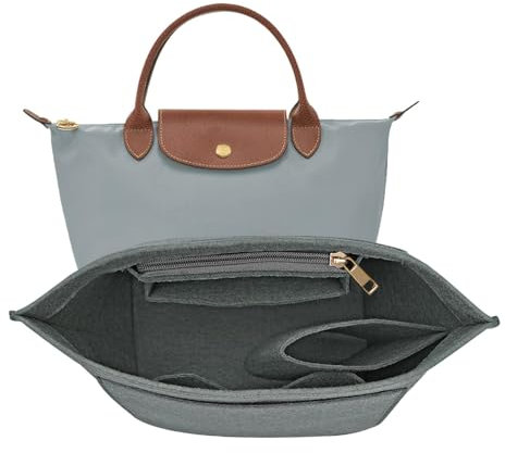 LOUKAYCCI Filz-Geldbörsen-Organizer-Einsatz für Longchamp Le Pliage L Handtascheneinsatz (Hellgrau, groß)