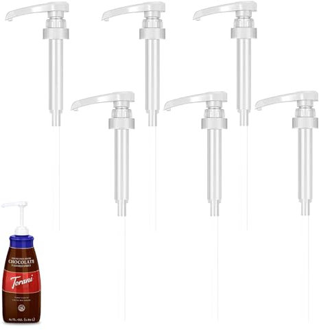 Distributeur de Sirop à Pompe,Pack de 6 Pompes Doseuses, Pompes Distributrices, pour Sauce D'huîtres, Huiles de Cuisson, Lotion, Savons Liquides, Shampoing - Blanc