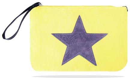 Gloop pochette da donna alla moda con stelle TS201701, Giallo limone, taglia unica