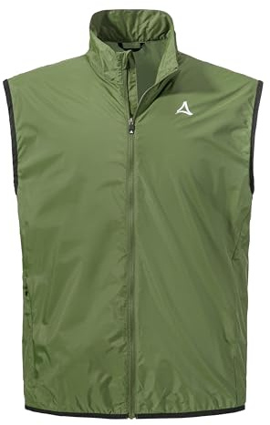 Schöffel Herren Vest Style Cannobio MNS, ultraleichte, winddichte Fahrradweste, Outdoor Weste mit radspezifischer Passform, wasserabweisend und atmungsaktiv, balsam green, 58
