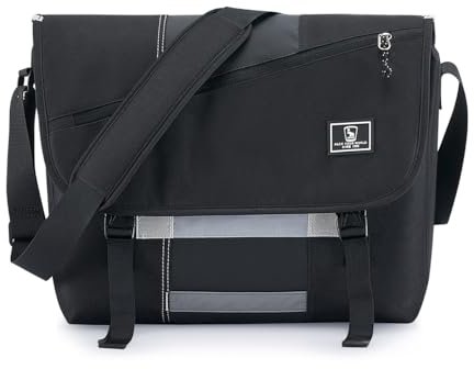 OIWAS Messenger-Tasche für Damen, 43,2 cm (17 Zoll) Laptop, Crossbody-Tasche, Herren, lässig, Umhängetasche, College, Reisen, Büro, Aktentasche (Schwarz, 43,2 cm)